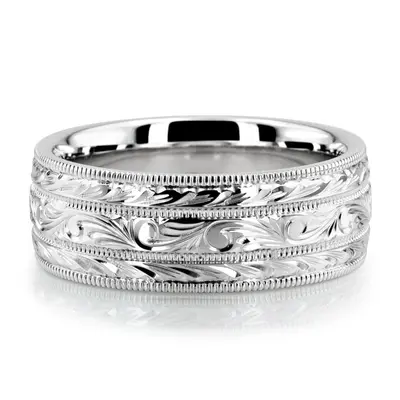 Exquisite Hand Engraved Wedding Ring  - view 10 thumbnail