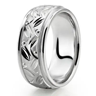 Classic Bestseller Fancy Carved Wedding Band  - view 5 thumbnail