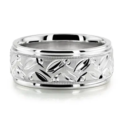 Classic Bestseller Fancy Carved Wedding Band  - view 6 thumbnail