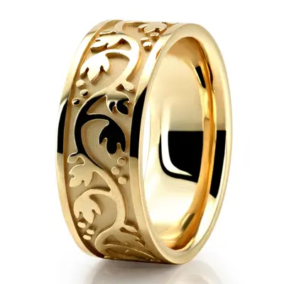 Floral Antique Handmade Wedding Ring  - view 1 thumbnail