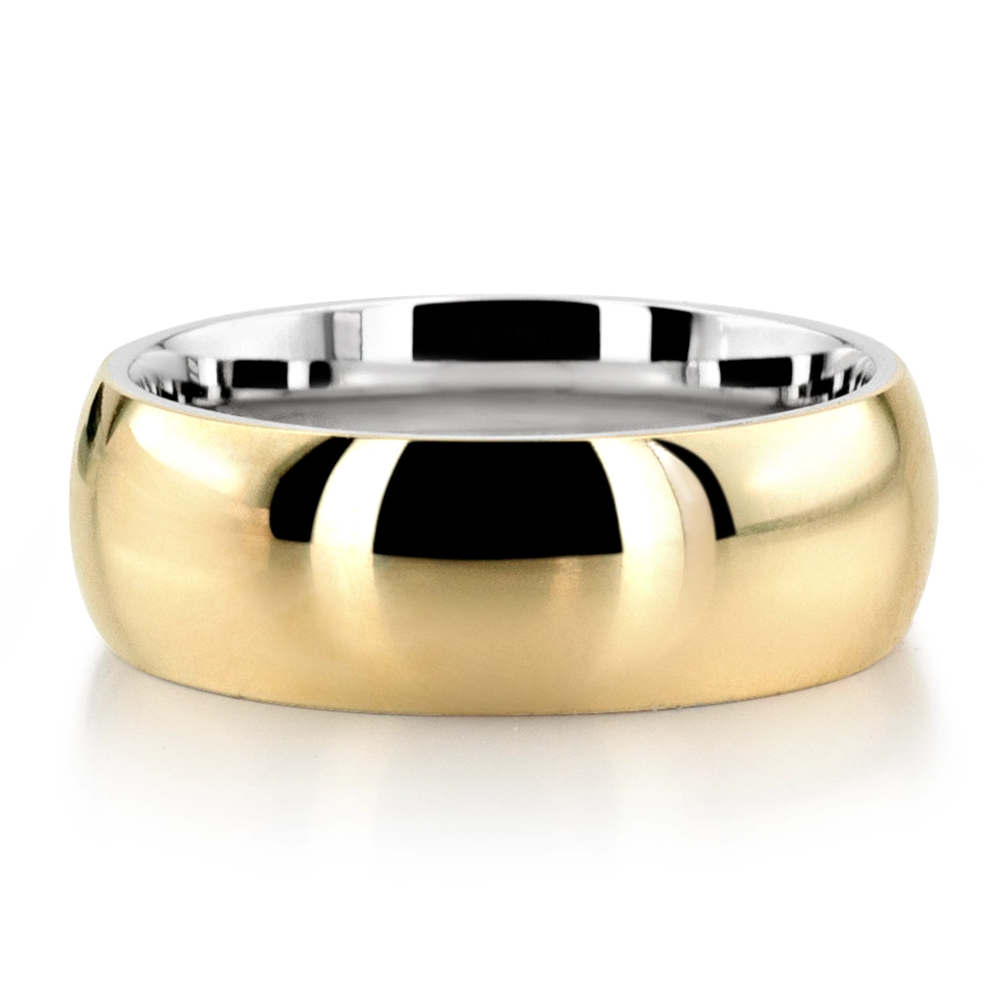 Modern Two Tone Dome Comfort Fit Diamond Wedding Band - view 3