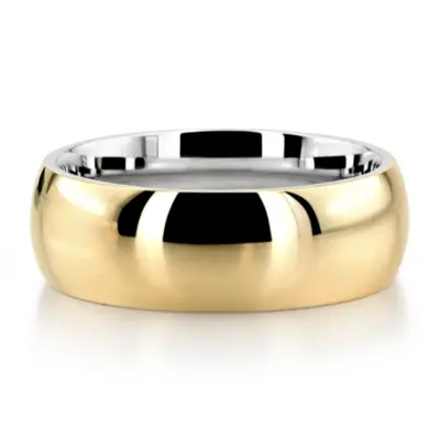 Modern Two Tone Dome Comfort Fit Diamond Wedding Band - view 3 of 4