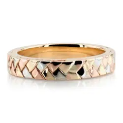 Bestseller Tri-Tone Hand Woven Gold Wedding Ring - view 6 thumbnail