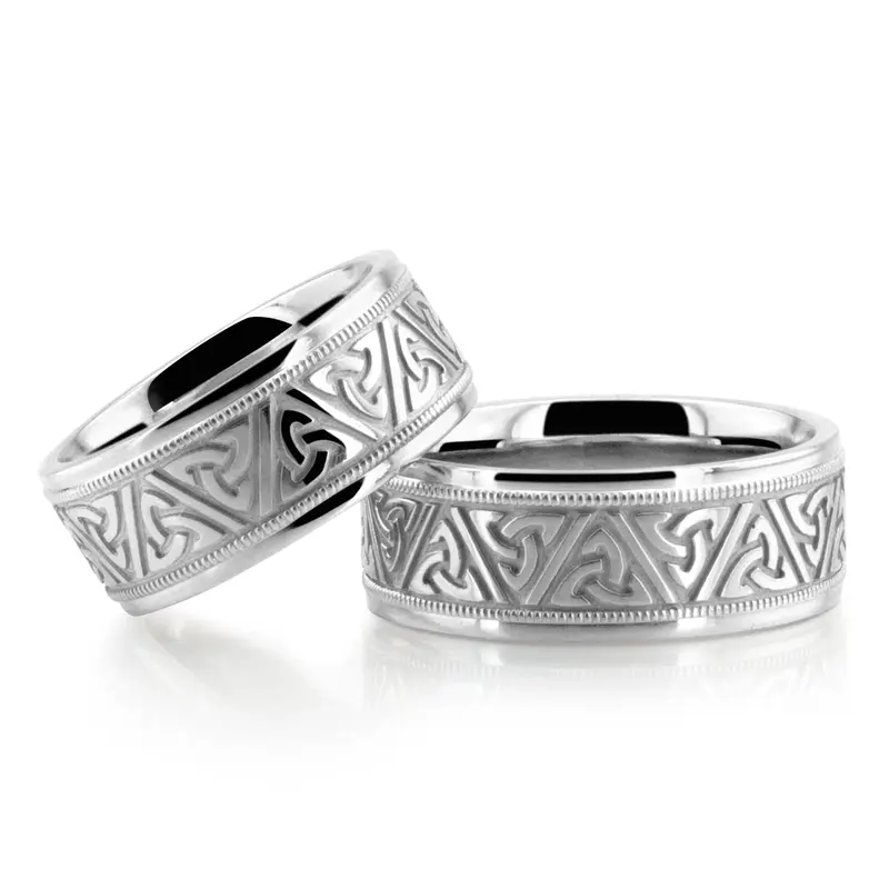 10K Celtic-Triquetra-Hand-Crafted-Wedding-Band-set - alternate view 3