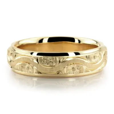 Bestseller Cross-satin Hand Engraved Wedding Ring  - view 2 of 3