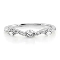 Marquise and Round Diamond Wave Ring 1/4 ct. tw. thumbnail 1