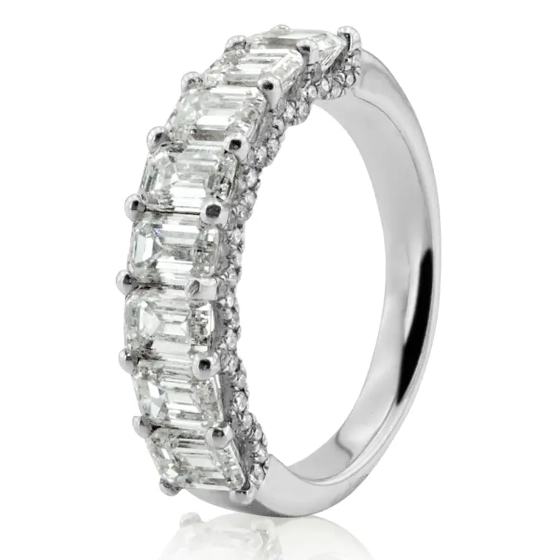 14K white gold 8 Stone Emerald Anniversary Ring 3 ct.tw - main view