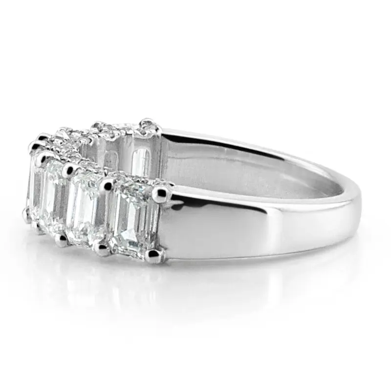 14K white gold 8 Stone Emerald Anniversary Ring 3 ct.tw - alternate view 7