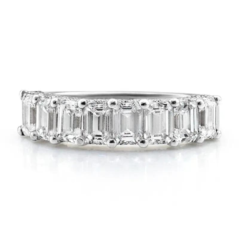 14K white gold 8 Stone Emerald Anniversary Ring 3 ct.tw - alternate view 5