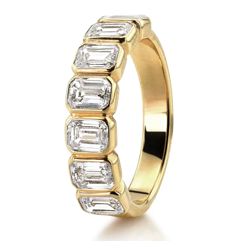 14K white gold 7 Stone Emerald Anniversary Band 2 1/2 ct.tw - main view
