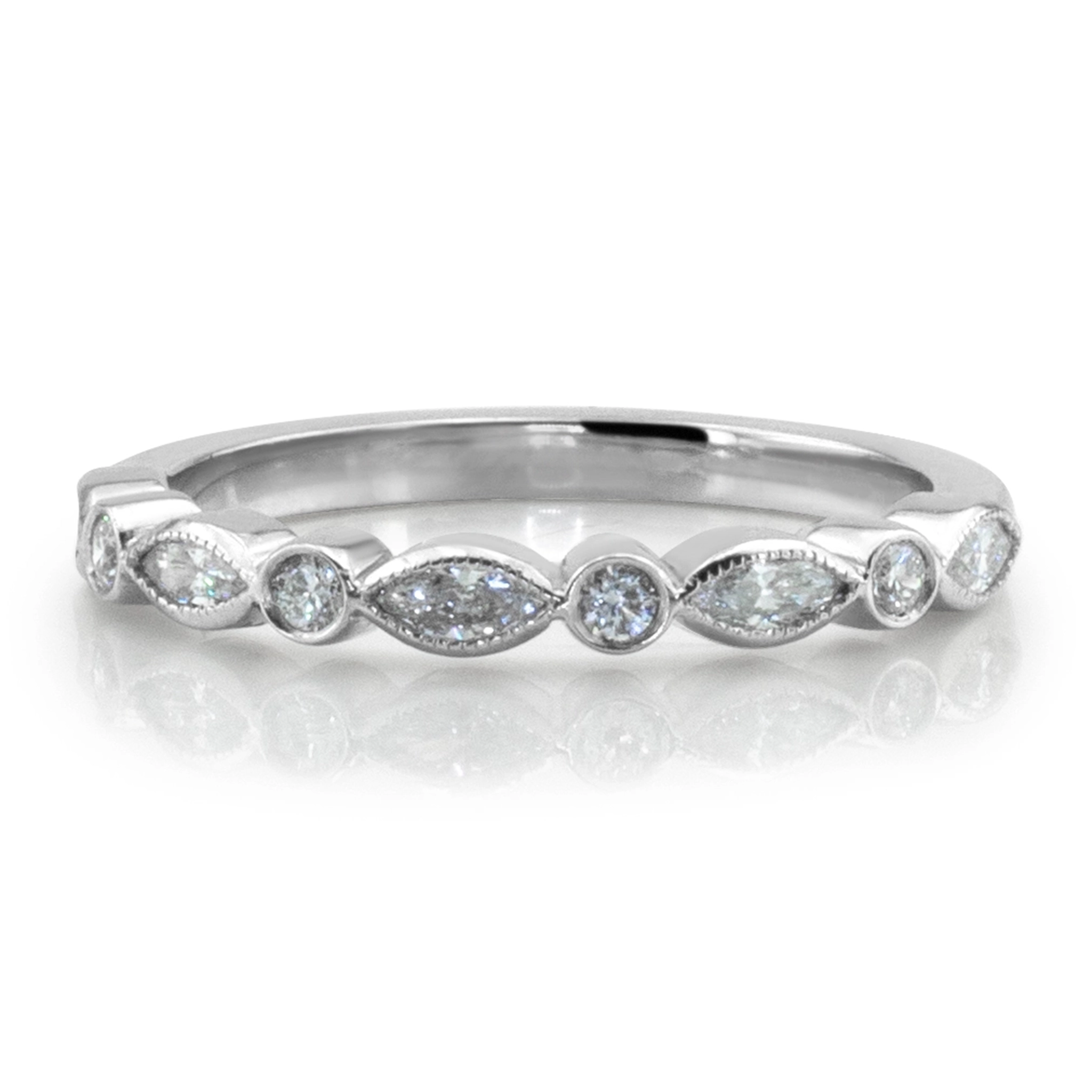 Marquise and Round Fashion Ring with Milgrain 1/3 ct.tw - view 1