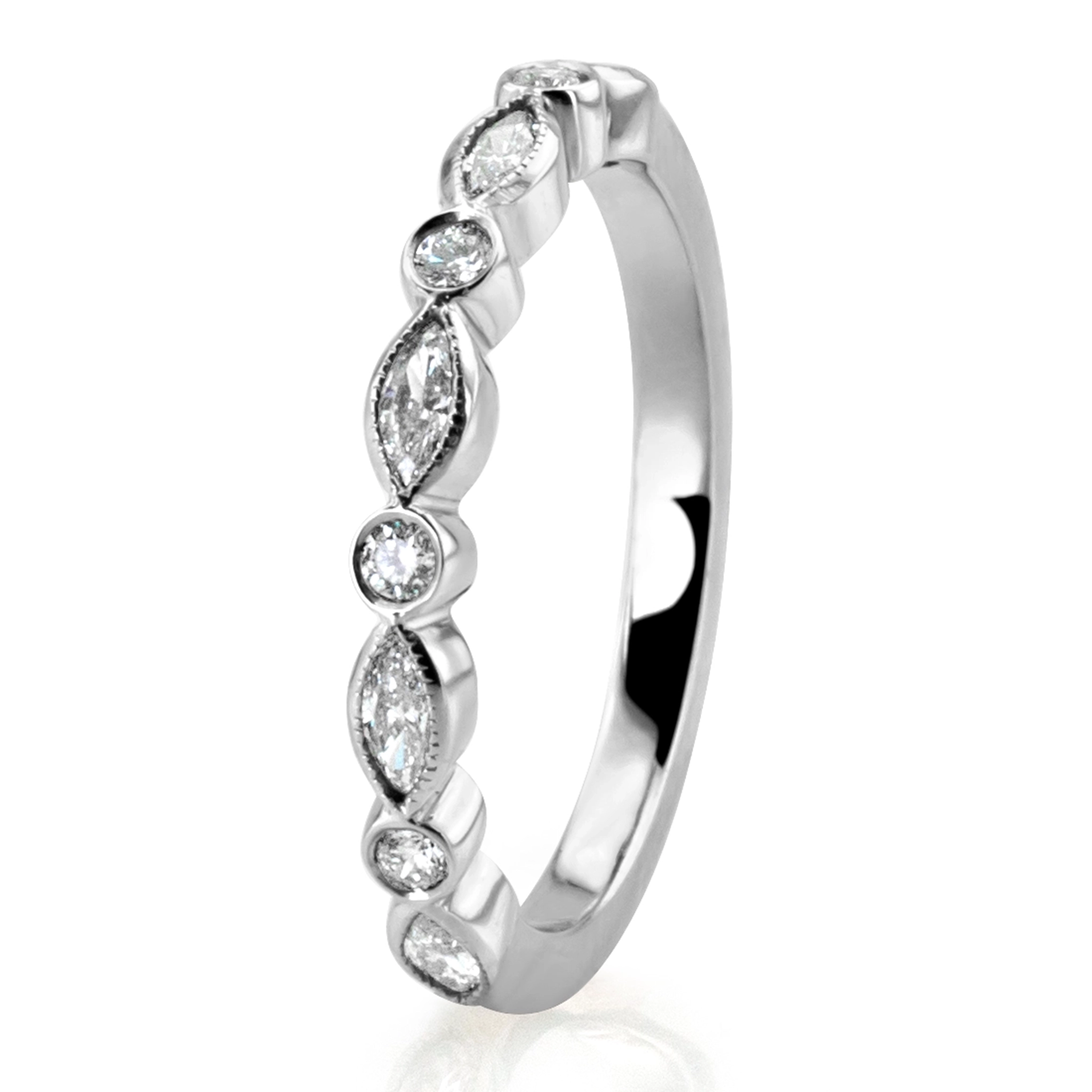 Marquise and Round Fashion Ring with Milgrain 1/3 ct. tw. - view 2