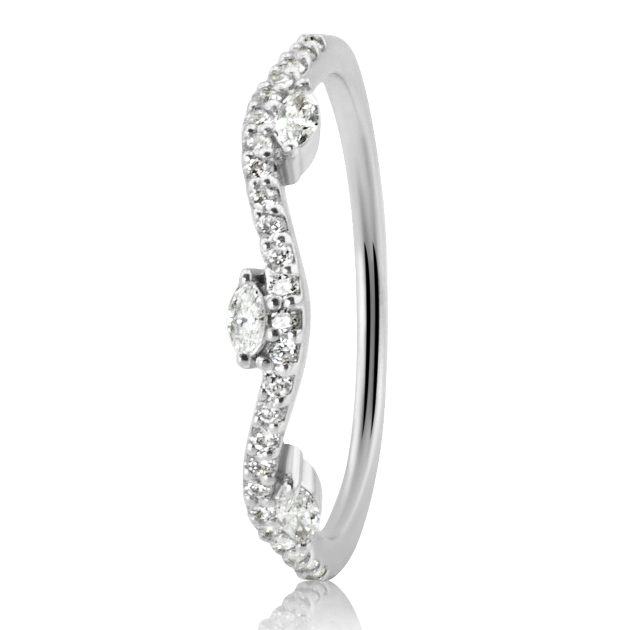 Marquise and Round Diamond Wave Ring 1/4 ct. tw. - view 2