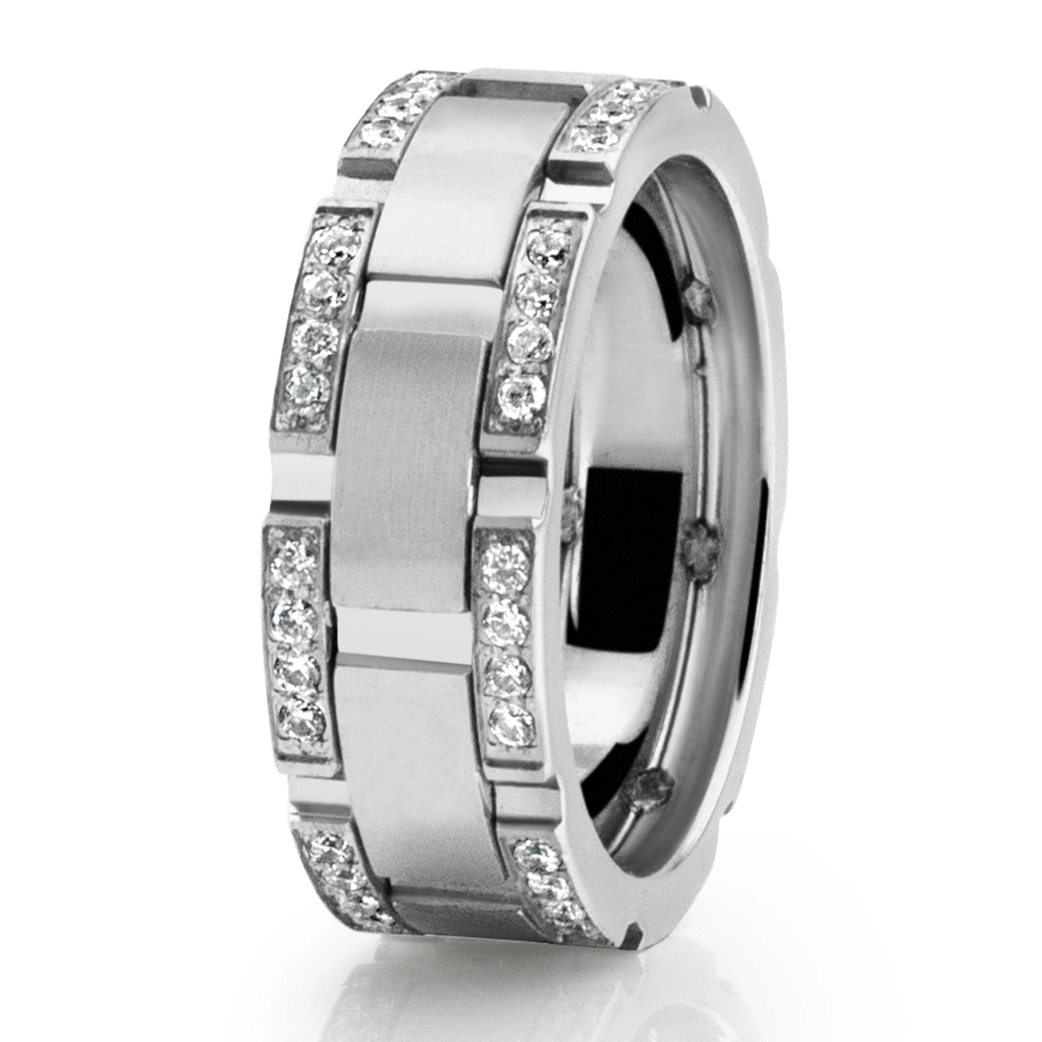 Rolex Inspired Diamond Edge Wedding Band - main view