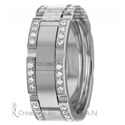 Rolex Inspired Diamond Edge Wedding Band - view 1 of 1