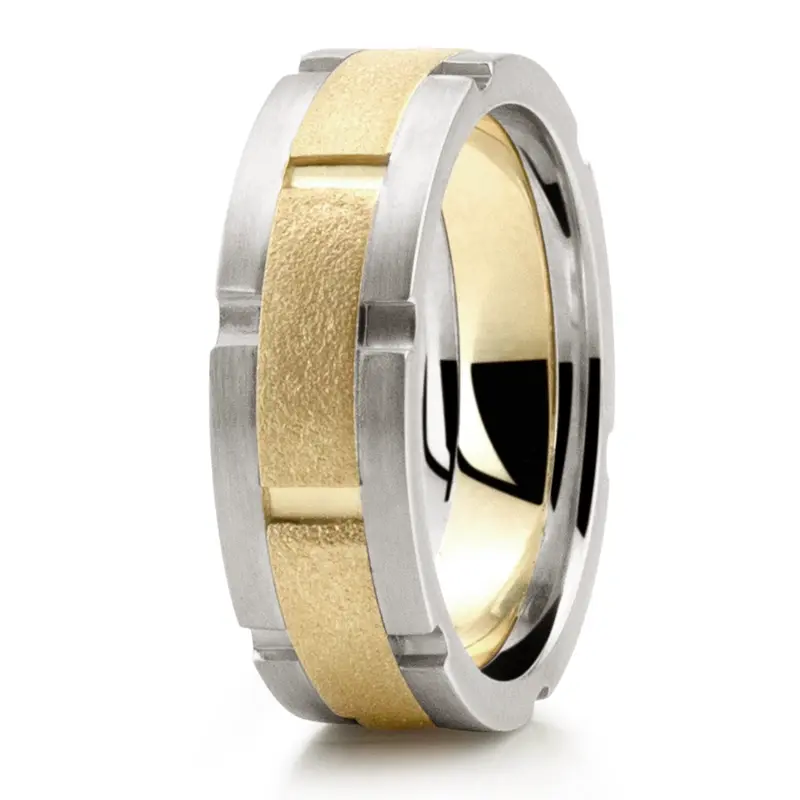 14K white-yellow-white gold 7mm. same as picture hand-made-wedding-ring - alternate view 5