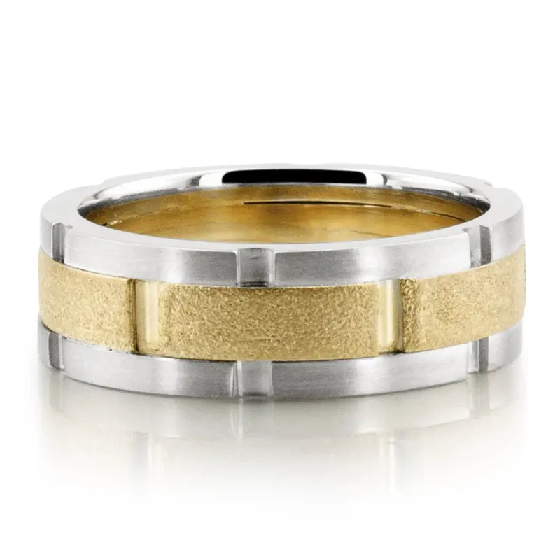 14K white-yellow-white gold 7mm. same as picture hand-made-wedding-ring - alternate view 6