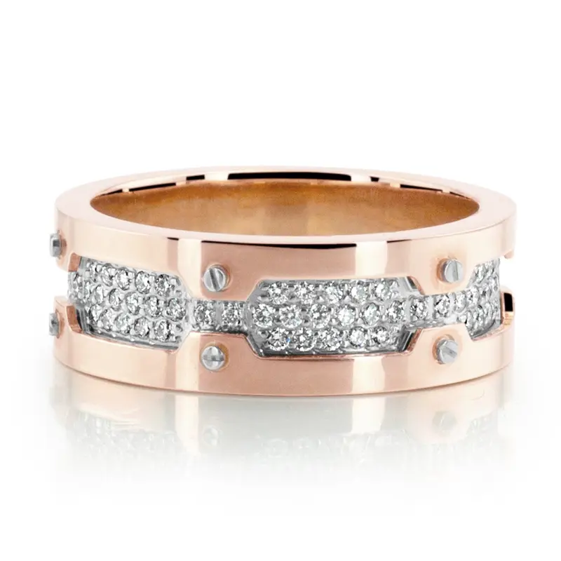 14K pink-white-pink gold 8mm. same as picture Cartier Inspired Diamond Wedding Ring - main view