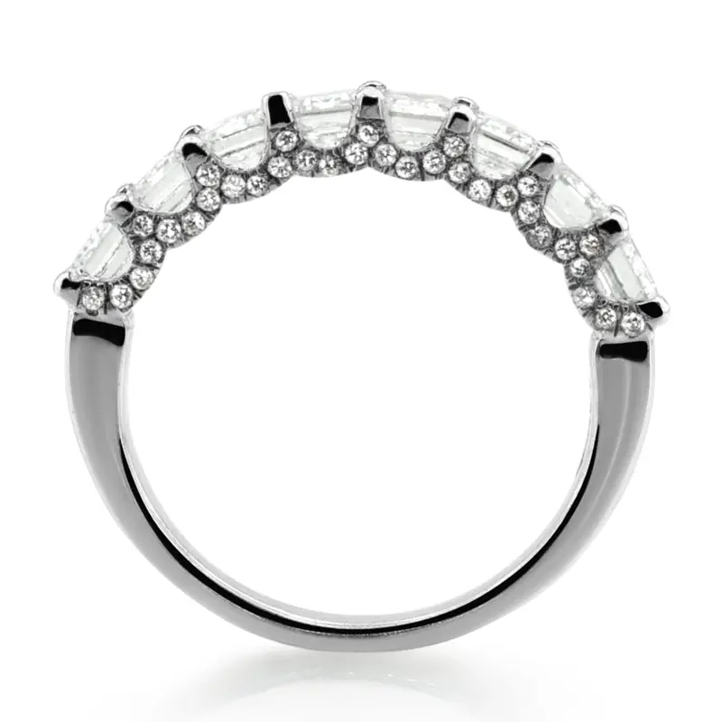 14K white gold 8 Stone Emerald Anniversary Ring 3 ct.tw - alternate view 6