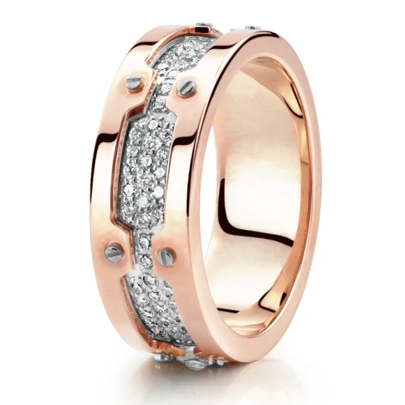 14K pink-white-pink gold 8mm. same as picture Cartier Inspired Diamond Wedding Ring - alternate view 3