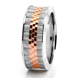 New Age Rolex Inspired Two Tone Wedding Band - view 2 thumbnail