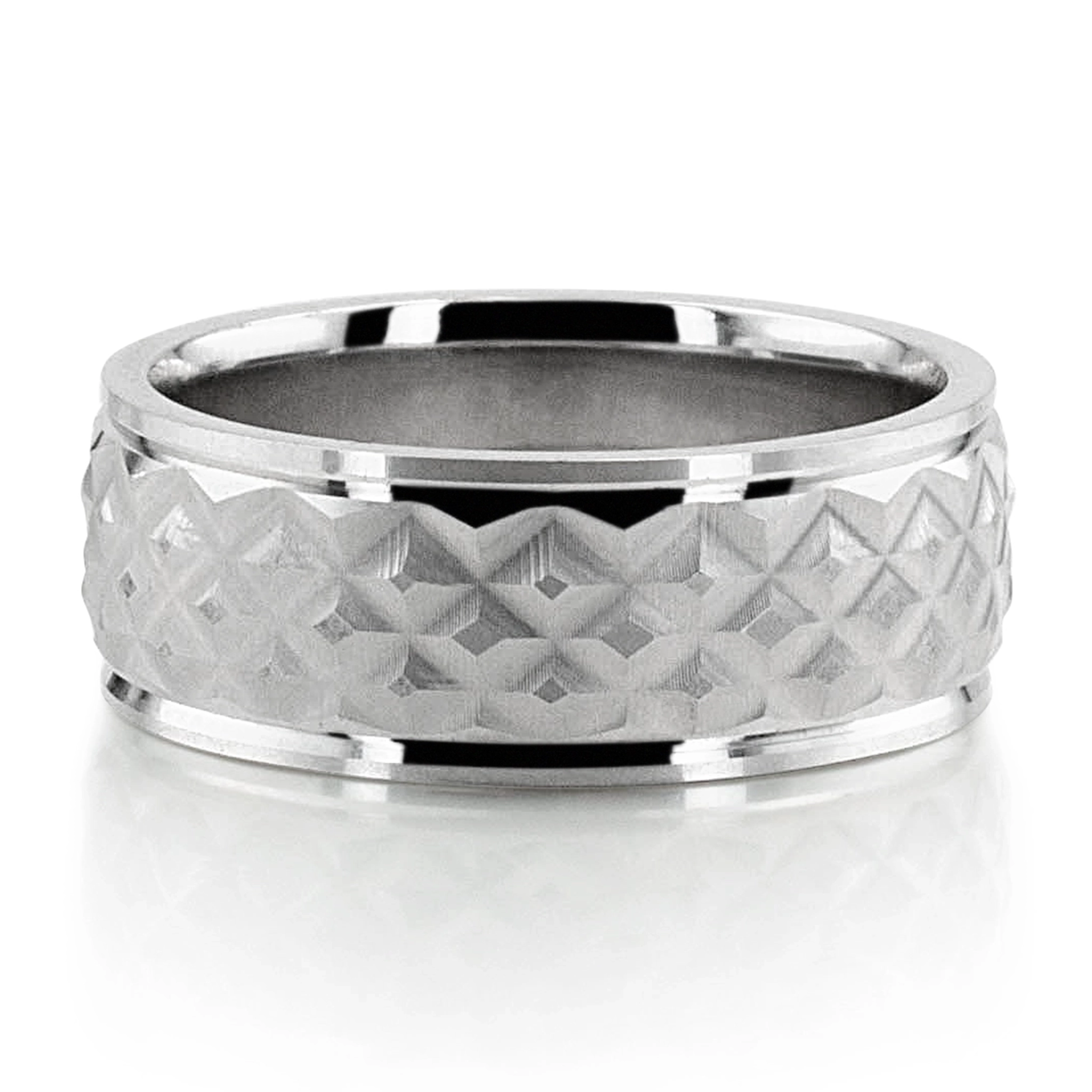 Geometric Facet Cut Wedding Ring - main view