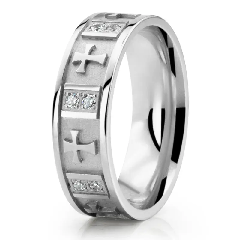 10K white gold 7mm. same as picture Cross Accent Diamond Wedding Ring - alternate view 5