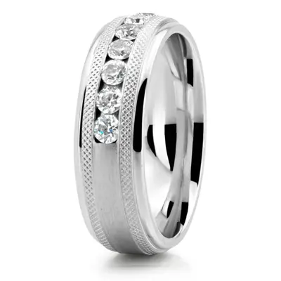 Vintage Milgrain Design Channel Set Diamond Band - main view thumbnail