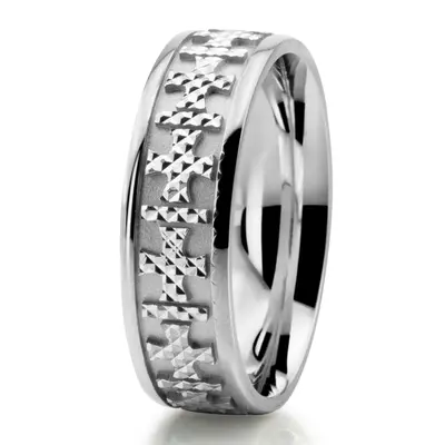 Carved Cross Heritage Wedding Ring - main view thumbnail