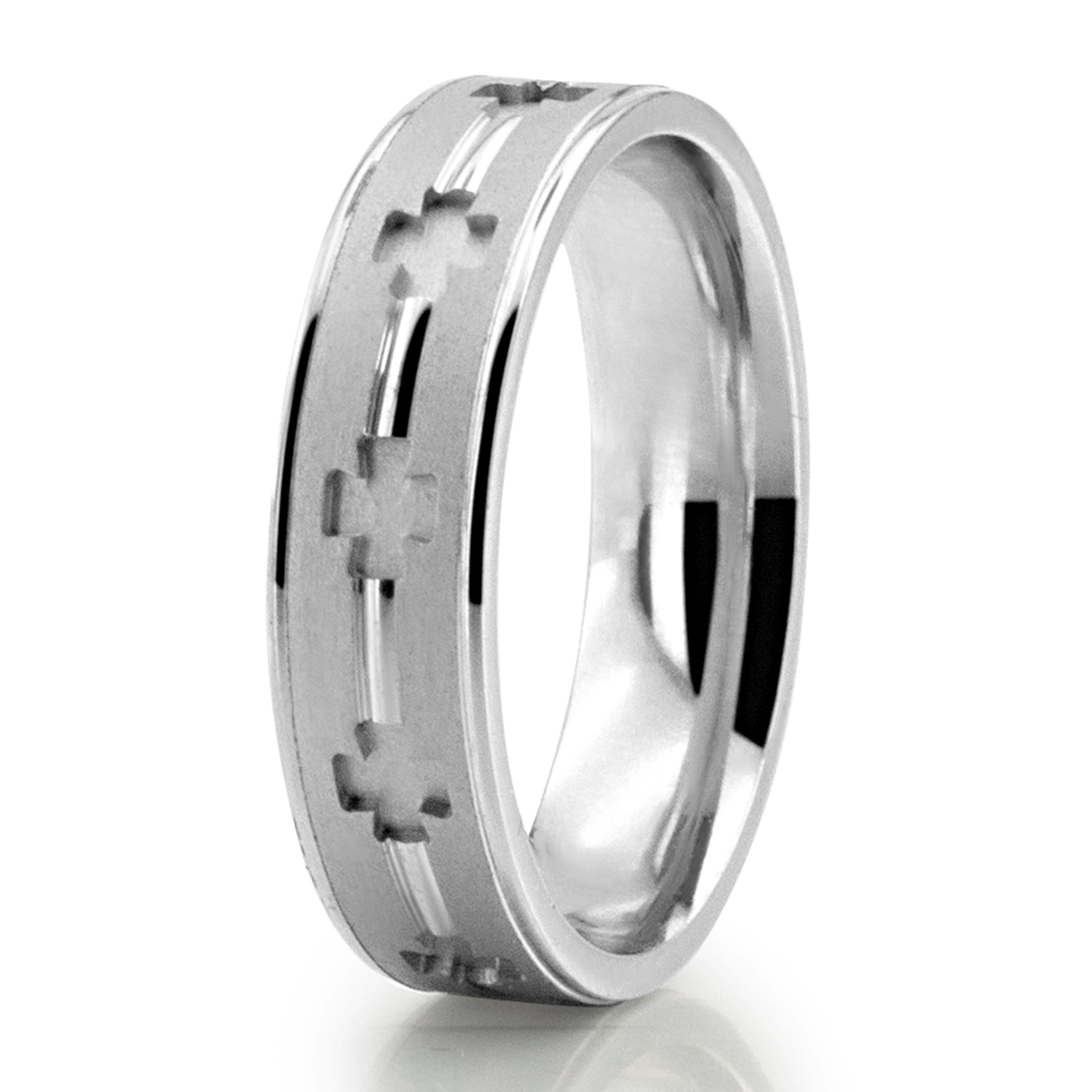 Cut-Out Cross Design Religious Ring - main view