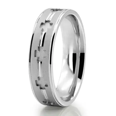 Cut-Out Cross Design Religious Ring