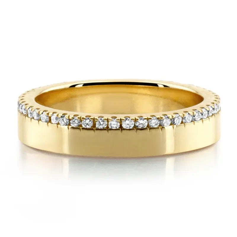 14K yellow gold 4mm. shiny finish Radiant Line Diamond Wedding Ring - alternate view 5