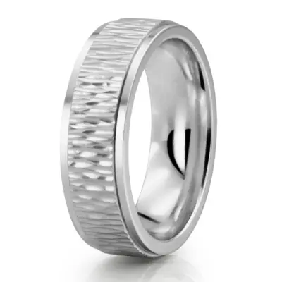 Tree Bark Texture Wedding Band Symbol of Growth - main view thumbnail