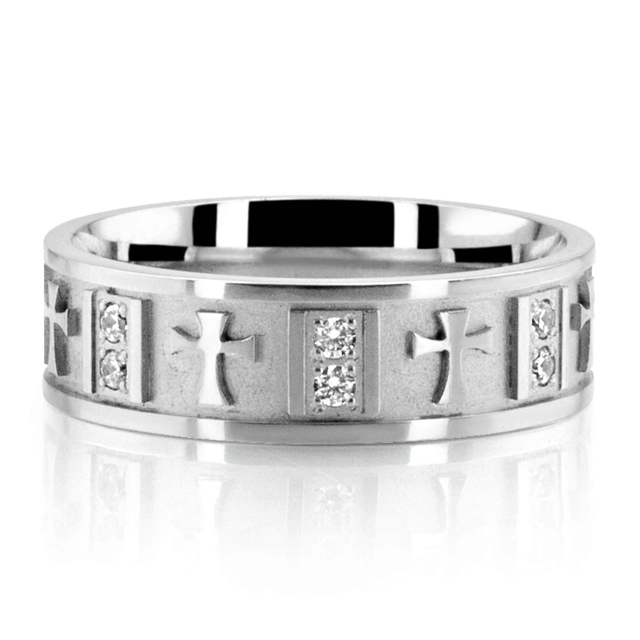 Cross Accent Diamond Wedding Ring - main view