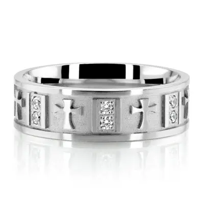 Cross Accent Diamond Wedding Ring - main view thumbnail