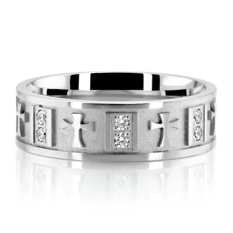 10K white gold 7mm. same as picture Cross Accent Diamond Wedding Ring - alternate view 2