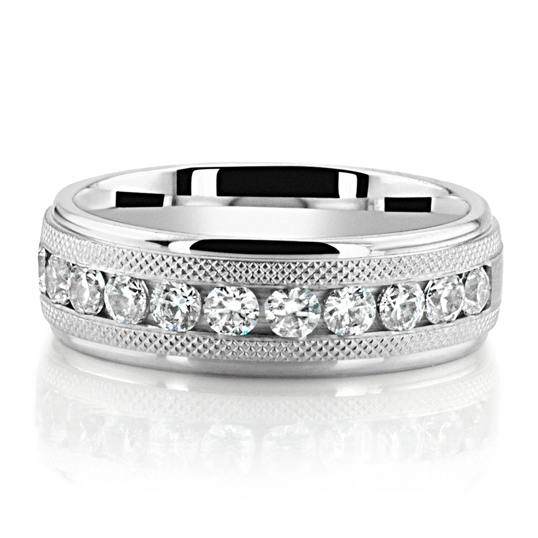 Vintage Milgrain Design Channel Set Diamond Band - view 2