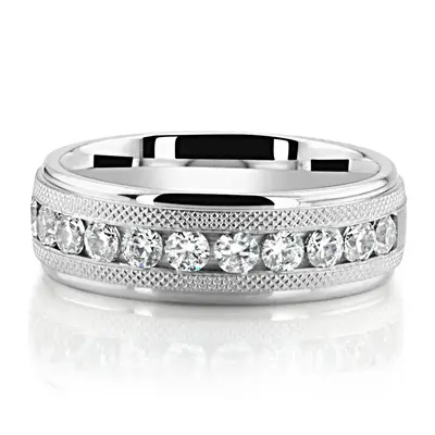 Vintage Milgrain Design Channel Set Diamond Band - view 2 thumbnail