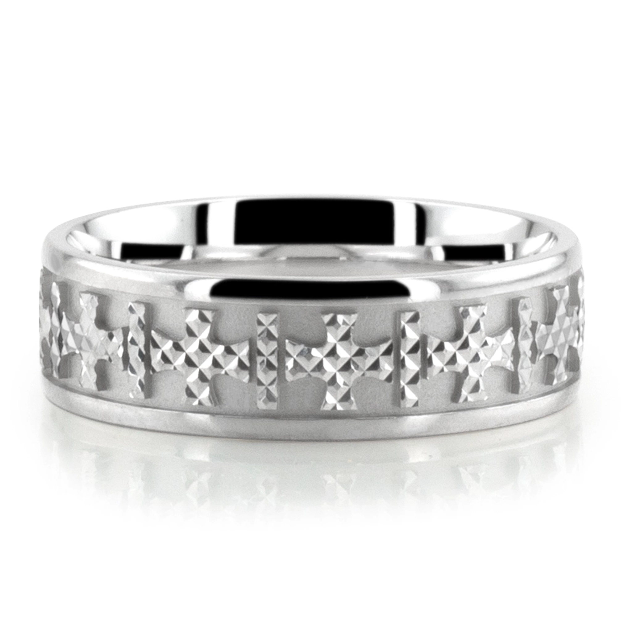 Carved Cross Heritage Wedding Ring - view 2