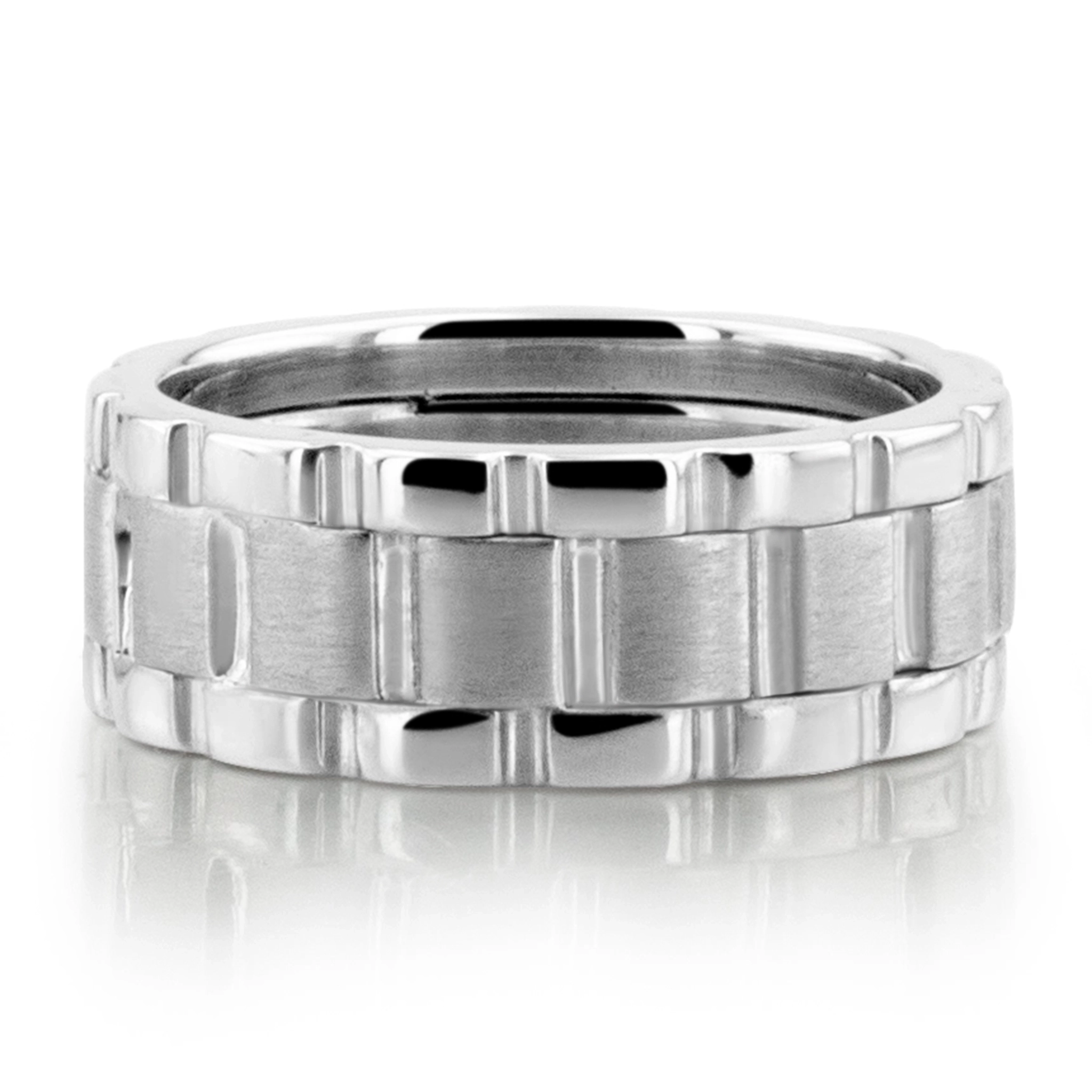 Rolex Style Watch Link Wedding Band - view 2