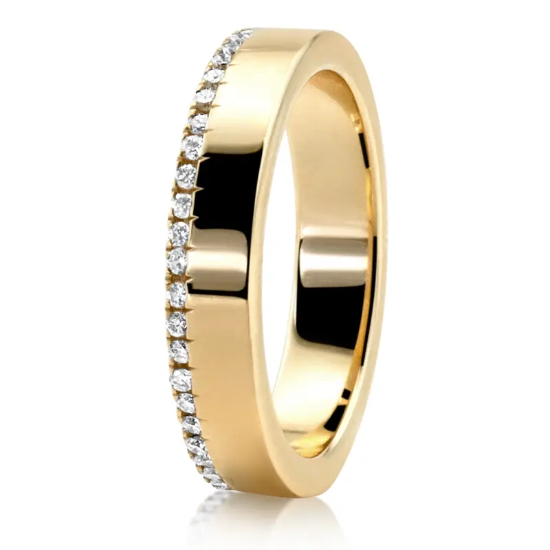14K yellow gold 4mm. shiny finish Radiant Line Diamond Wedding Ring - alternate view 2