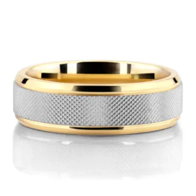 Mesh Inlay Two-Tone Wedding Ring - view 1 of 2