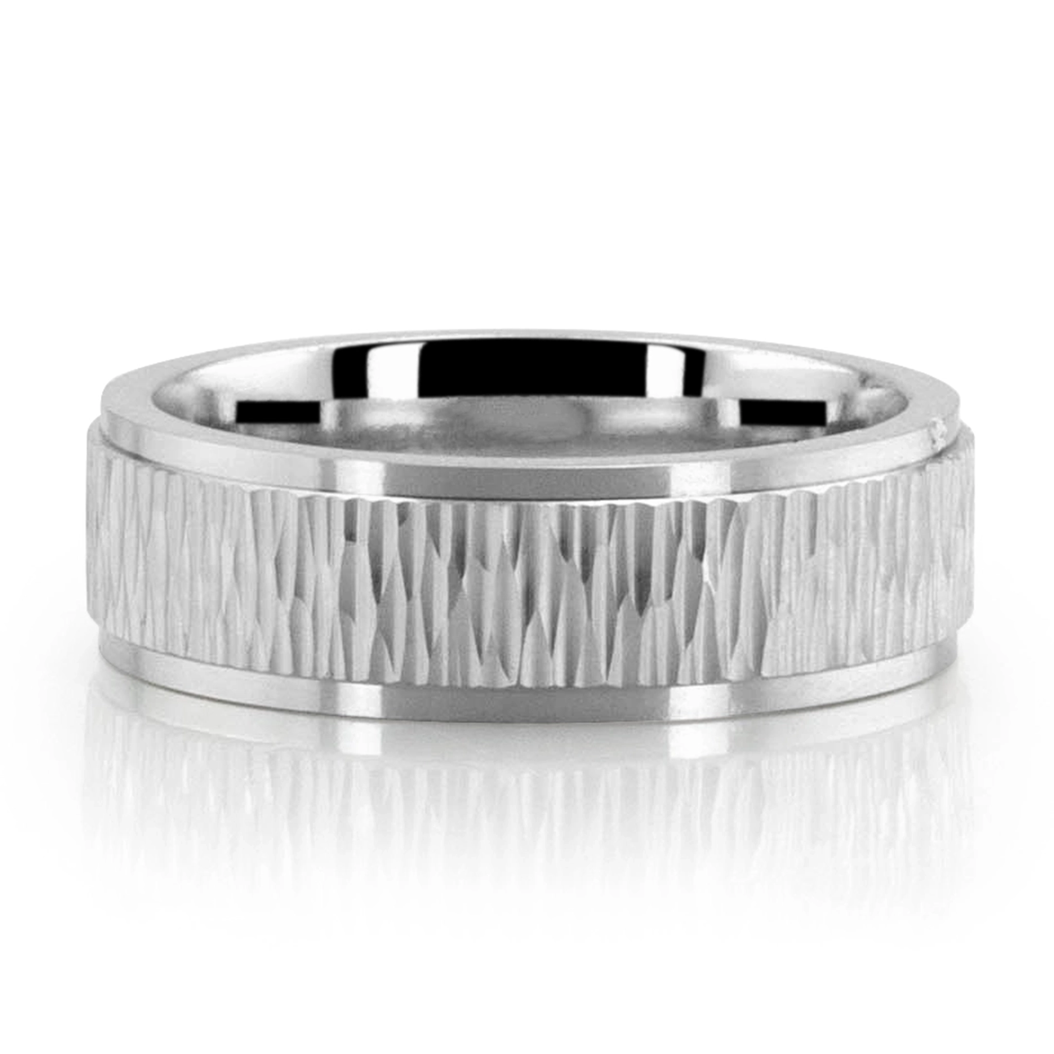 Tree Bark Texture Wedding Band Symbol of Growth - view 2