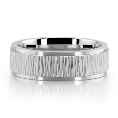 Tree Bark Texture Wedding Band Symbol of Growth - view 2 thumbnail