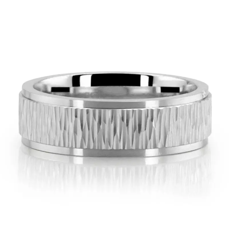 10K white gold 7mm. same as picture Tree Bark Texture Wedding Band Symbol of Growth - alternate view 2