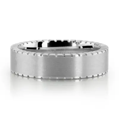 Gear Edge Wedding Band - view 2 thumbnail