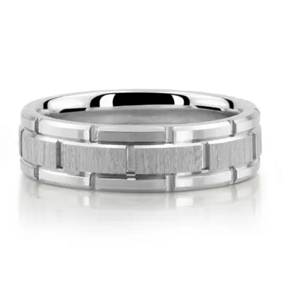 Rolex Style Gridline Wedding Band - view 2 thumbnail