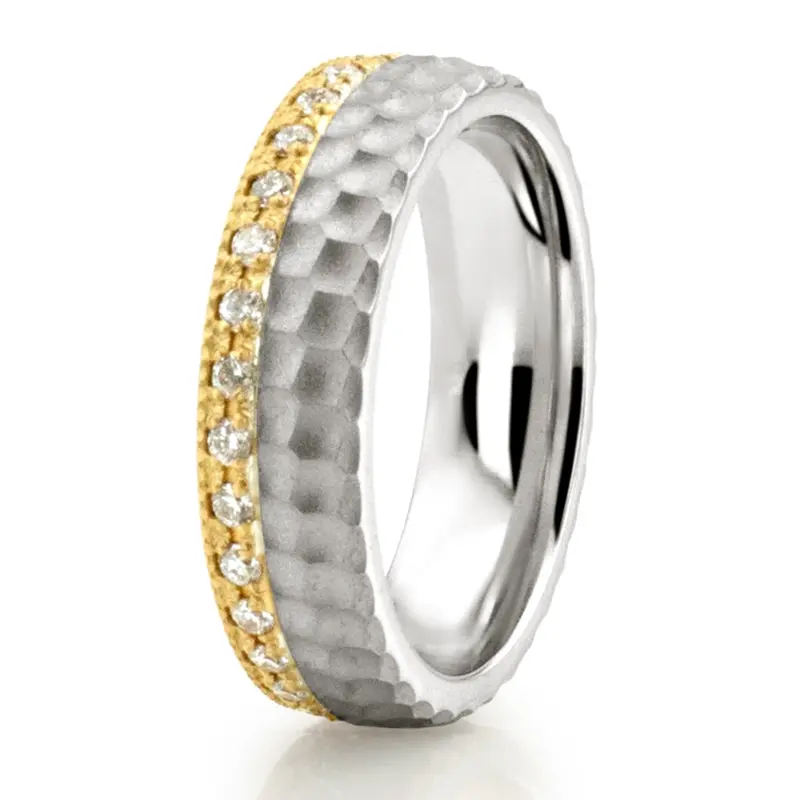 14K Honeycomb Diamond Wedding Ring Set - alternate view 2