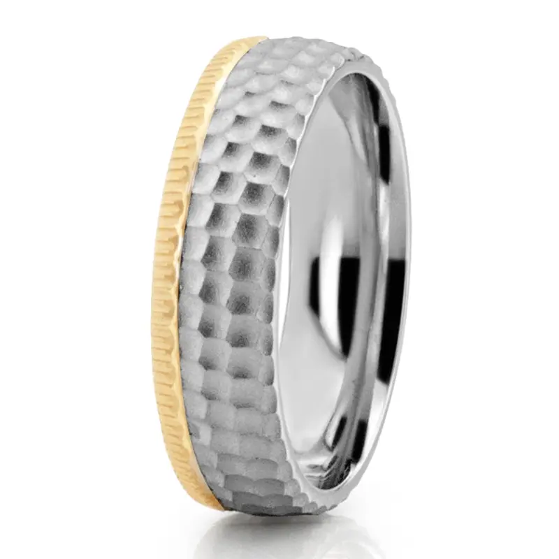 14K Honeycomb Diamond Wedding Ring Set - alternate view 3