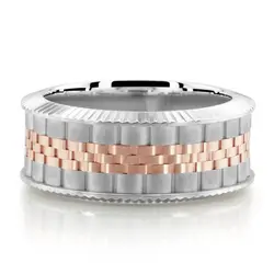New Age Rolex Inspired Two Tone Wedding Band - main view thumbnail